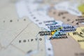 Macro photo of the map of Jerusalem, Israel. Royalty Free Stock Photo