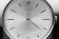 Macro photo of a men`s watch. Clock hands. An antique clock. Black and white photo. Time signals. Royalty Free Stock Photo