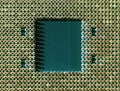 Macro photo of a modern CPU main computer processor. Above view Royalty Free Stock Photo
