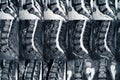 Macro photo of MRI of lumbar spine with osteochondrosis, age-related changes in discs of vertebrae and pinched nerves Royalty Free Stock Photo