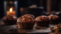 Macro Photo Muffins On Stone Rustic Pub. Generative AI Royalty Free Stock Photo