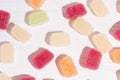 Macro photo of multi-colored marmalade jelly candy`s. The sweetness of jelly candy. Different marmalade colorful fruit jelly suga Royalty Free Stock Photo