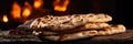 Macro Photo Naan Bread On Stone Rustic Pub Royalty Free Stock Photo