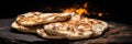 Macro Photo Naan Bread On Stone Rustic Pub Royalty Free Stock Photo