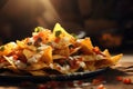 Macro Photo Nachos On Stone Rustic Pub