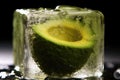 Macro Photo One Avacodo In An Ice Cube. Generative AI Royalty Free Stock Photo