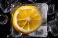 Macro Photo One Lemon In An Ice Cube. Generative AI Royalty Free Stock Photo