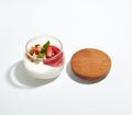 Macro Photo of Panacota with Homemade Yogurt and Berries Coolie