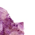 Macro photo of pastel lilac color amethyst crystals with white copy space for text Royalty Free Stock Photo