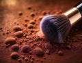Macro photo of professional makeup brushes in powder Royalty Free Stock Photo