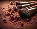 Macro photo of professional makeup brushes in powder Royalty Free Stock Photo