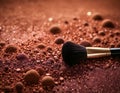 Macro photo of professional makeup brushes in powder Royalty Free Stock Photo