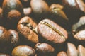 Macro photo of roasted coffee beans in matte finish