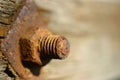 Macro photo of a rusty bolt.