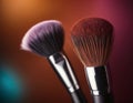 Macro photo of a set of professional makeup brushes Royalty Free Stock Photo