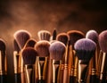 Macro photo of a set of professional makeup brushes Royalty Free Stock Photo