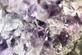 macro photo of sparkling crystals of white, magenta and violet amethyst, semi precious minerals, Royalty Free Stock Photo