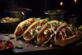 Macro Photo Tacos On Stone Rustic Pub