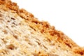 Macro photo of the texture of fresh wheat bread, a little toasted. Isolate on a white background Royalty Free Stock Photo