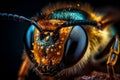 Macro photo of a wasp. Generative AI.