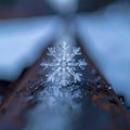 A Single Perfect Snowflake Crystal Macro Royalty Free Stock Photo