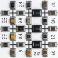 Macro View of Electronic SMD Components Grid Royalty Free Stock Photo