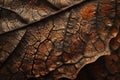 Close up of brown dry autumn leaf texture. Royalty Free Stock Photo
