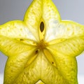 Glowing Translucent Starfruit Slice Macro Royalty Free Stock Photo