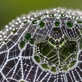 A macro photograph capturing the delicate details of a dew-covered spider\'s web3, Generative AI
