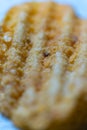 Macro Photograph of a cheddar potato chip
