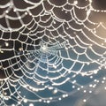 A macro photograph of a cluster of dewdrops on a spiders web, capturing the delicate beauty of nature2, Generative AI Royalty Free Stock Photo