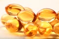 Cod-liver oil macro image of health capsules. Royalty Free Stock Photo