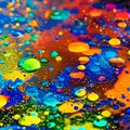 A macro photograph of colorful ink drops blending and diffusing in water, creating abstract patterns5, Generative AI