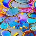A macro photograph of colorful ink drops blending and diffusing in water, creating abstract patterns1, Generative AI