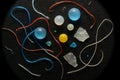Macro photograph of colorful microplastics on a black background Royalty Free Stock Photo
