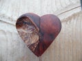 Macro Photograph of Handcrafted Wooden Heart Royalty Free Stock Photo