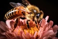 Macro photograph of a honey bee on a flower Honey bee collecting nectar Royalty Free Stock Photo