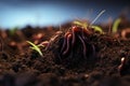 Macro photographs of earthworms in soil Royalty Free Stock Photo