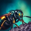 Macro photography of a beautiful colorful wasp, Generative AI