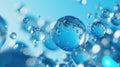 Macro photography of blue water bubbles. Abstract liquid background Royalty Free Stock Photo