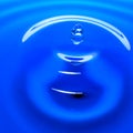 Macro photography of a blue water drop / ink drops splash and ripples, wet, conceptual for environmental, conservation, droug