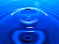Macro photography of a blue water drop / ink drops splash and ripples, wet, conceptual for environmental, conservation, droug Royalty Free Stock Photo