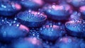 Macro photography close up of blue and purple rocks with water droplets Royalty Free Stock Photo