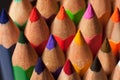 Macro photography of colored pencils. Front photo of pencils.