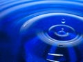 Macro photography of a dark blue water drop / ink drops splash and ripples, wet, conceptual for environmental, conservation, droug Royalty Free Stock Photo