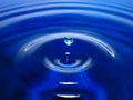 Macro photography of a dark blue water drop / ink drops splash and ripples, wet, conceptual for environmental, conservation, droug Royalty Free Stock Photo