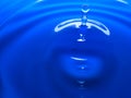Macro photography of a dark blue water drop / ink drops splash and ripples, wet, conceptual for environmental, conservation, droug Royalty Free Stock Photo