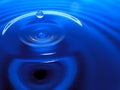 Macro photography of a dark blue water drop / ink drops splash and ripples, wet, conceptual for environmental, conservation, droug Royalty Free Stock Photo