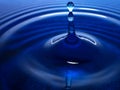 Macro photography of a dark blue water drop / ink drops splash and ripples, wet, conceptual for environmental, conservation, droug