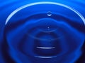 Macro photography of a dark blue water drop / ink drops splash and ripples, wet, conceptual for environmental, conservation, droug Royalty Free Stock Photo